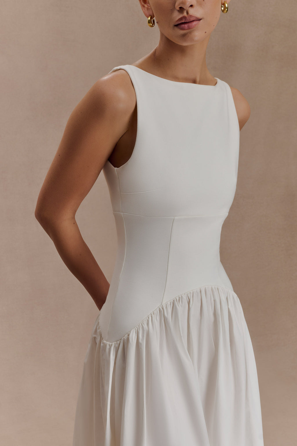 Acacia Contrast Sleeveless Maxi Dress - White