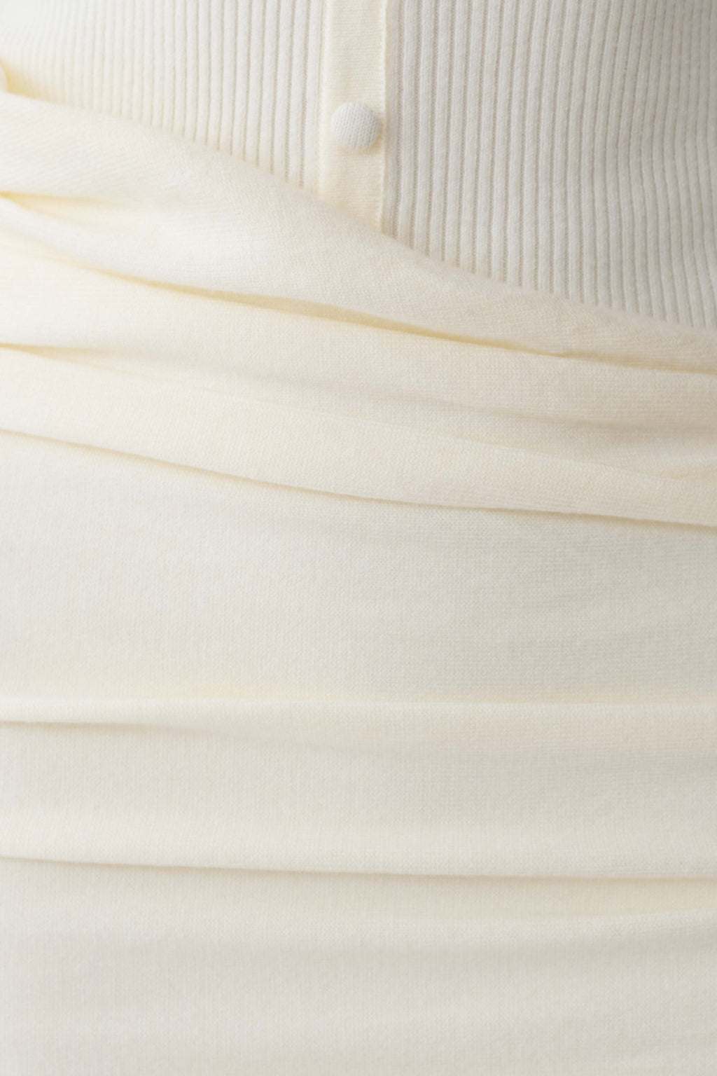 Agness Long Sleeve Button Up Knit Dress - Ivory