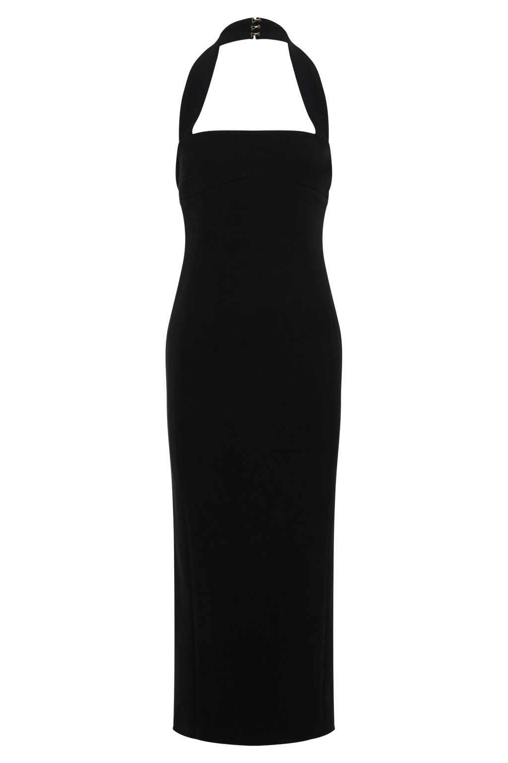 Amelita Suiting Halter Midi Dress - Black